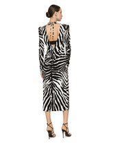 Zebra-print cady calf-length dress -  | Dolce & Gabbana