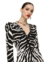 Zebra-print cady calf-length dress -  | Dolce & Gabbana