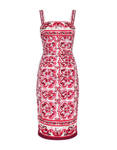 Majolica-print charmeuse midi dress -  | Dolce & Gabbana