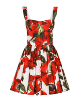 Cotton corset dress with anemone print -  | Dolce &amp; Gabbana
