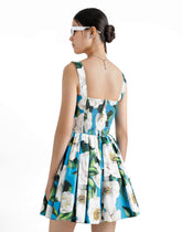 Short cotton corset dress with gardenia print -  | Dolce &amp; Gabbana
