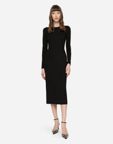 Longuette jersey dress with DG logo details -  | Dolce &amp; Gabbana