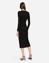 Longuette jersey dress with DG logo details -  | Dolce &amp; Gabbana