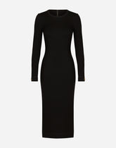 Longuette jersey dress with DG logo details -  | Dolce &amp; Gabbana
