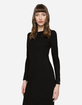 Longuette jersey dress with DG logo details -  | Dolce &amp; Gabbana