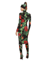 Jersey calf-length dress with red rose print -  | Dolce & Gabbana