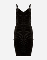 Velvet midi dress with draping -  | Dolce &amp; Gabbana