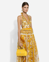 Long sleeveless silk chiffon dress with majolica print -  | Dolce &amp; Gabbana