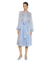 Dévoré silk jacquard calf-length dress with DG logo -  | Dolce &amp; Gabbana