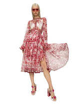 Majolica-print chiffon midi dress -  | Dolce & Gabbana