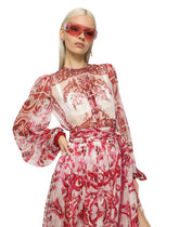 Majolica-print chiffon midi dress -  | Dolce & Gabbana