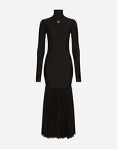 Technical jersey dress with tulle ruffle -  | Dolce &amp; Gabbana