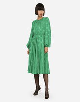 Silk calf-length dress with all-over DG logo -  | Dolce &amp; Gabbana