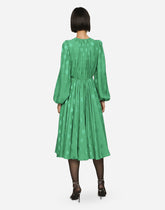 Silk calf-length dress with all-over DG logo -  | Dolce &amp; Gabbana