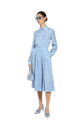 Silk satin jacquard shirt dress with DG logo -  | Dolce &amp; Gabbana