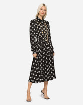 Charmeuse shirt dress with all-over DG logo print -  | Dolce &amp; Gabbana