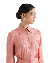 Silk satin jacquard shirt dress with DG logo -  | Dolce &amp; Gabbana