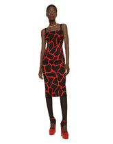Giraffe-print charmeuse calf-length dress -  | Dolce & Gabbana