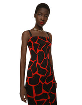 Giraffe-print charmeuse calf-length dress -  | Dolce & Gabbana