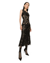 Longuette dress in eco-leather macramé -  | Dolce &amp; Gabbana