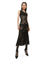 Longuette dress in eco-leather macramé -  | Dolce &amp; Gabbana