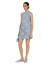 Sleeveless floral lace A-line dress with DG logo -  | Dolce &amp; Gabbana