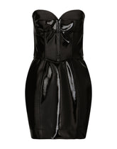 Short corset-style patent leather dress -  | Dolce &amp; Gabbana