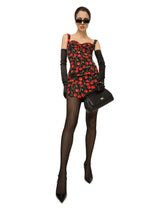 Short cherry-print charmeuse dress -  | Dolce & Gabbana