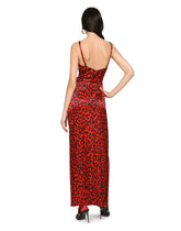 Long leopard-print satin dress -  | Dolce &amp; Gabbana