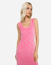 Sleeveless jersey dress with all-over DG logo -  | Dolce & Gabbana