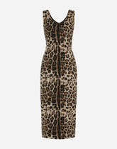 Long dress in leopard Jacquard jersey -  | Dolce &amp; Gabbana