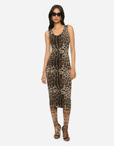 Long dress in leopard Jacquard jersey -  | Dolce &amp; Gabbana