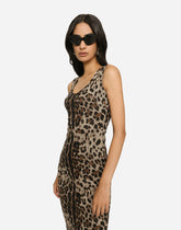 Long dress in leopard Jacquard jersey -  | Dolce &amp; Gabbana