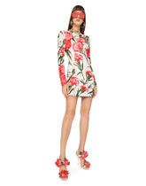Short carnation-print charmeuse dress -  | Dolce & Gabbana