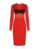 Cady midi dress with contrasting bra detail -  | Dolce & Gabbana