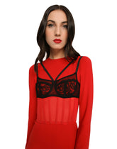 Cady midi dress with contrasting bra detail -  | Dolce & Gabbana
