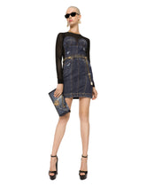 Short patchwork denim and tulle dress -  | Dolce &amp; Gabbana