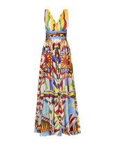 Long Carretto-print chiffon dress -  | Dolce & Gabbana