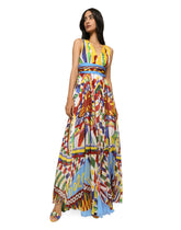 Long Carretto-print chiffon dress -  | Dolce & Gabbana
