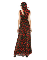 Long cherry-print chiffon dress -  | Dolce & Gabbana