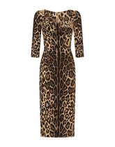 Leo print cady longuette dress -  | Dolce &amp; Gabbana