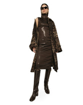 Sleeveless calf-length dress in shiny satin -  | Dolce &amp; Gabbana