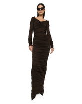 V-neck calf-length dress in wool jersey -  | Dolce &amp; Gabbana
