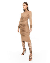 High-necked jersey wool calf-length dress -  | Dolce & Gabbana