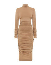 High-necked jersey wool calf-length dress -  | Dolce &amp; Gabbana