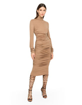 High-necked jersey wool calf-length dress -  | Dolce &amp; Gabbana