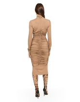 High-necked jersey wool calf-length dress -  | Dolce &amp; Gabbana