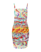 Short draped tulle dress with Carretto print -  | Dolce &amp; Gabbana