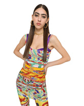 Short draped tulle dress with Carretto print -  | Dolce &amp; Gabbana