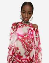 Majolica-print chiffon caftan -  | Dolce & Gabbana